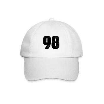 98 Zahl Trikot - Baseballkappe - Weiß/Weiß - Vorne