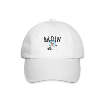 moin Radsport imma lächeln - Baseballkappe - Weiß/Weiß - Vorne