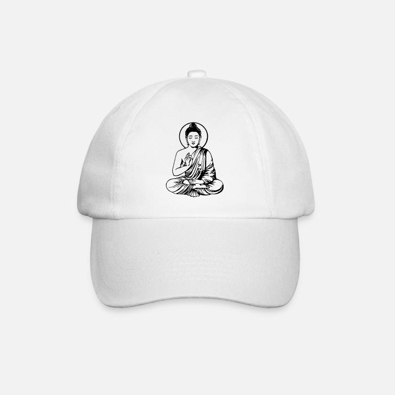 Buddha-Vektor-Outline - Baseballkappe - Weiß/Weiß