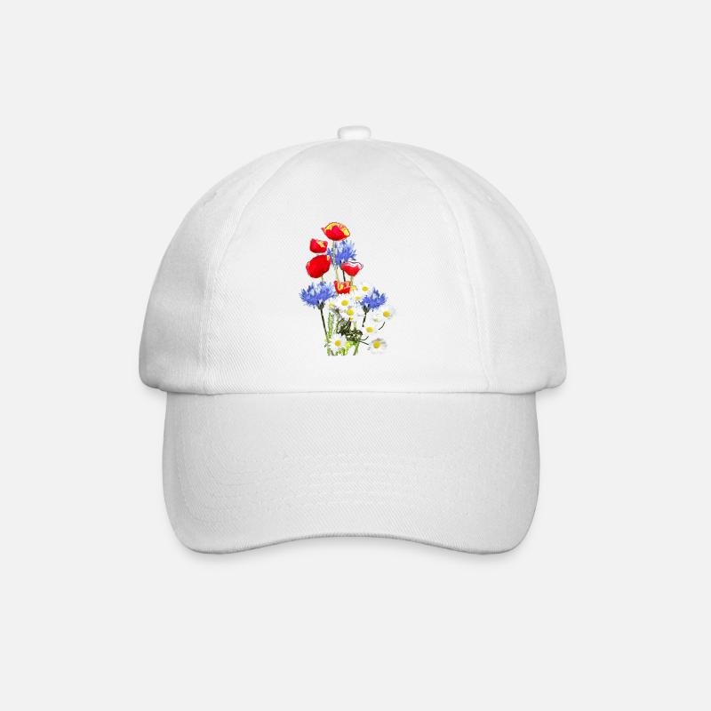 Mohn-Kornblumen-Margerite - Baseballkappe - Weiß/Weiß