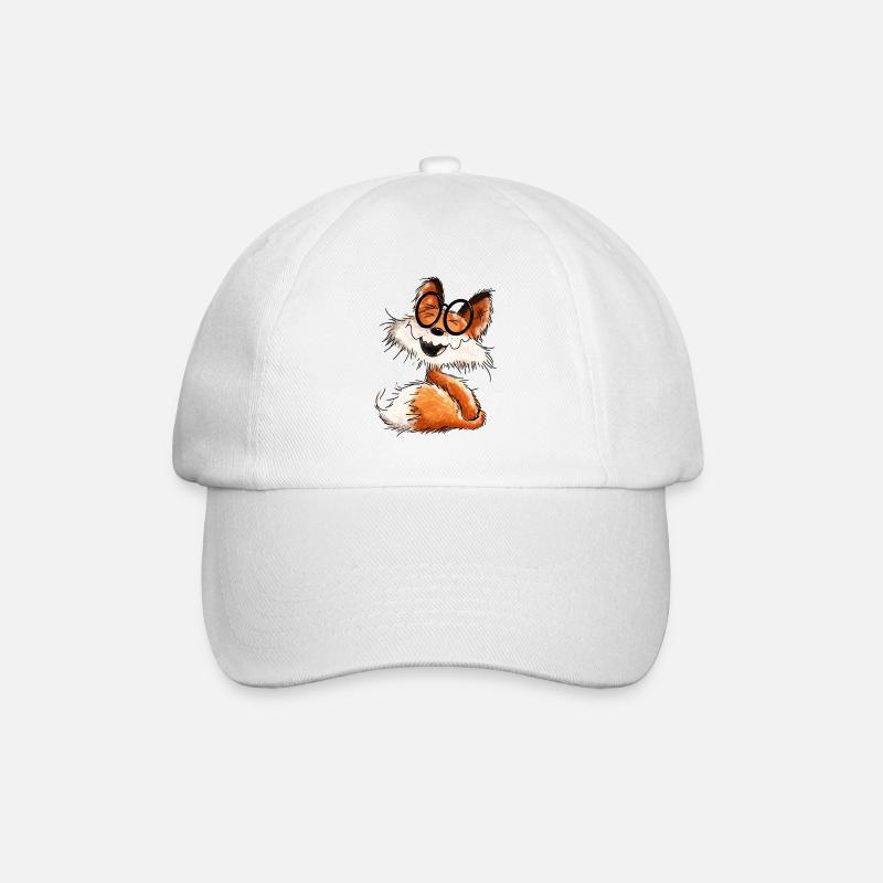 Niedlicher kleiner Schlaufuchs mit Brille - Fuchs - Baseballkappe - Weiß/Weiß