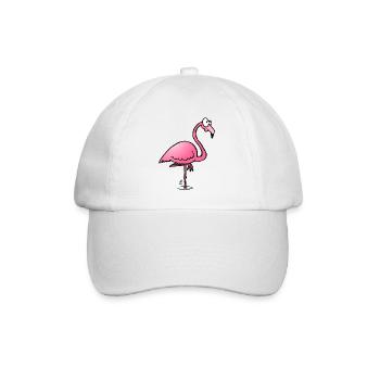Whimsical Pink Flamingo Illustration - Baseball Cap - white/white - Front