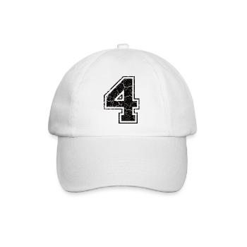 4 four vier black schwarz (de) - Baseballkappe - Weiß/Weiß - Vorne