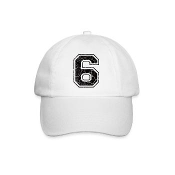 6 six sechs black schwarz (de) - Baseballkappe - Weiß/Weiß - Vorne