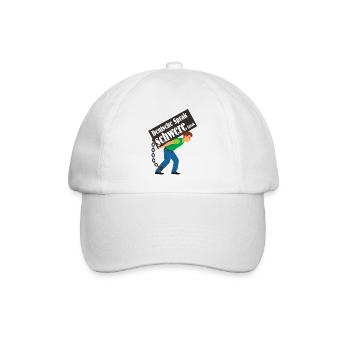 Bended man - gebückter Mann trägt Spruch - Baseballkappe - Weiß/Weiß - Vorne