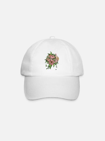 Flowers are the smile of the earth. Ralph Waldo Emer - Baseball Cap - white/white