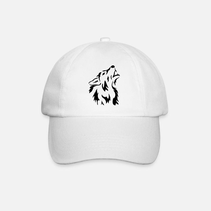 Wolf Shirt oder Hoodie selber gestalten bedrucken - Baseballkappe - Weiß/Weiß