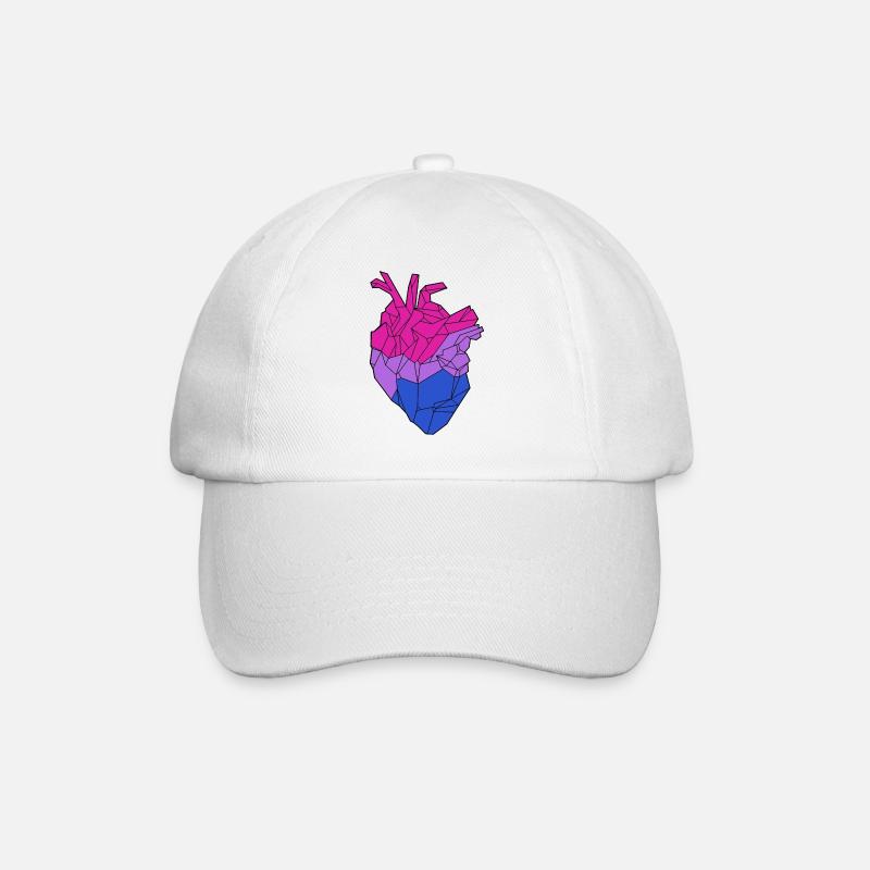 Bisexuelles Herz - Baseballkappe - Weiß/Weiß