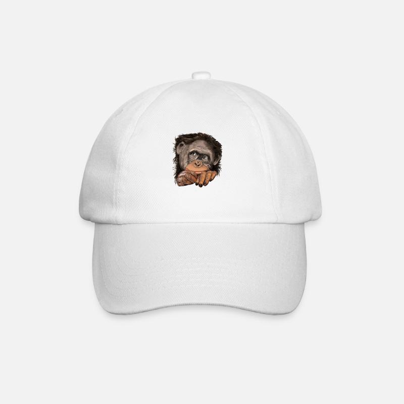 Affe - Baseballkappe - Weiß/Weiß