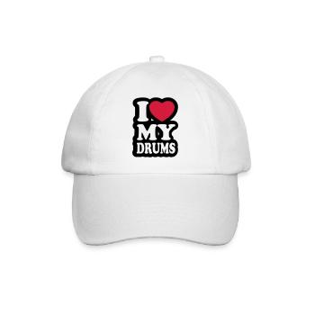 I love my drums - Ich liebe meine Trommeln - Baseballkappe - Weiß/Weiß - Vorne