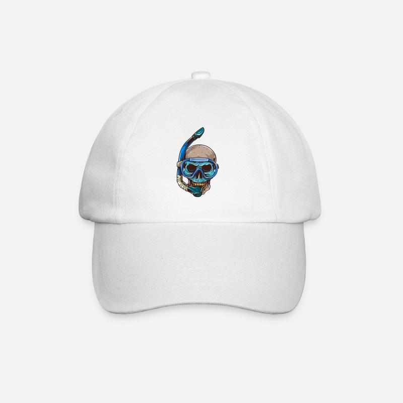 Plongée tête de mort lunettes de plongée en tuba - Casquette classique - blanc/blanc