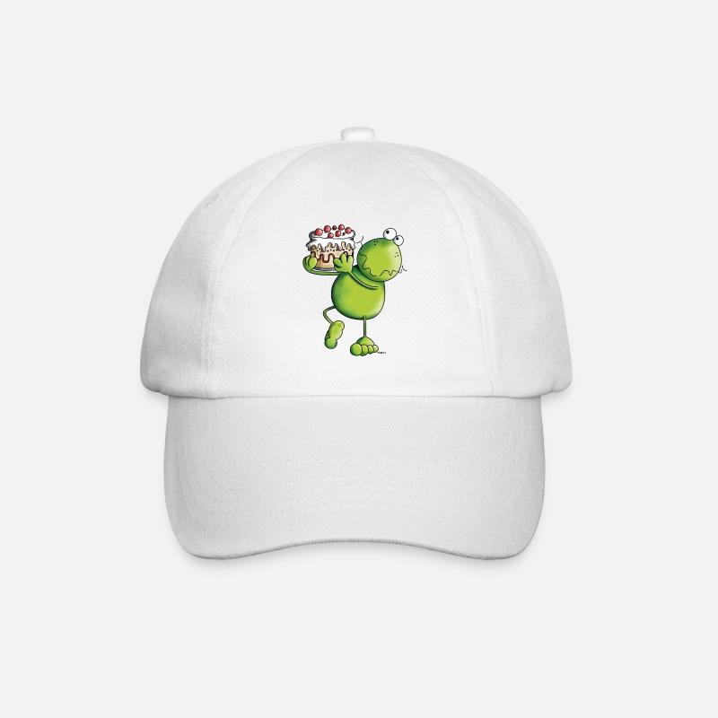 Frosch mit Kuchen - Baseballkappe - Weiß/Weiß