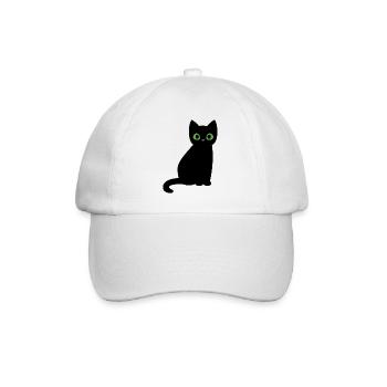 Black cat halloween green eyes sweet - Baseball Cap - white/white - Front