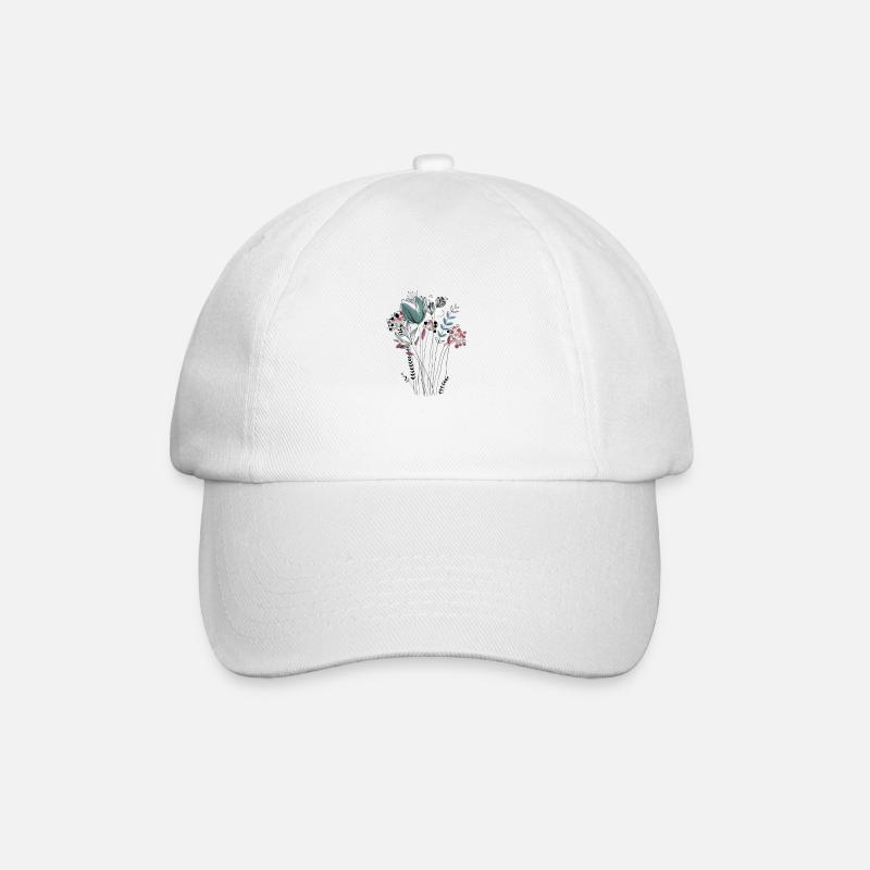 Blumen - Baseballkappe - Weiß/Weiß