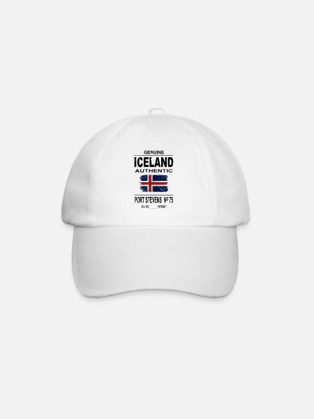 Iceland Flag Logo - Baseballkappe - Weiß/Weiß