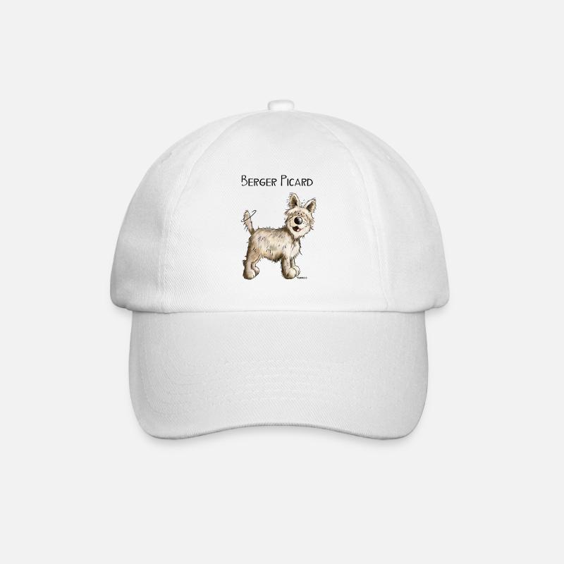 Happy Berger Picard - Hund - Dog - Comic - Baseballkappe - Weiß/Weiß
