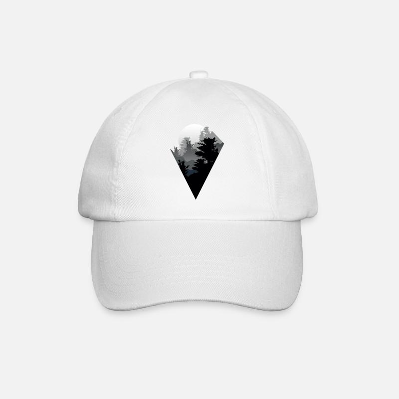 Mountains nature moon forest geometric design - Baseball Cap - white/white