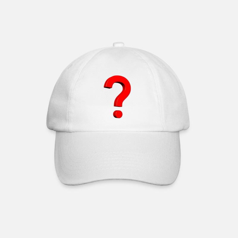3D Fragezeichen rot - Baseballkappe - Weiß/Weiß