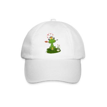Charming frog with crown and heart - Baseball Cap - white/white - Front