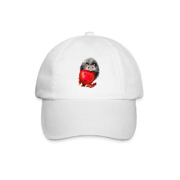 Igel mit Apfel - Baseballkappe - Weiß/Weiß - Vorne