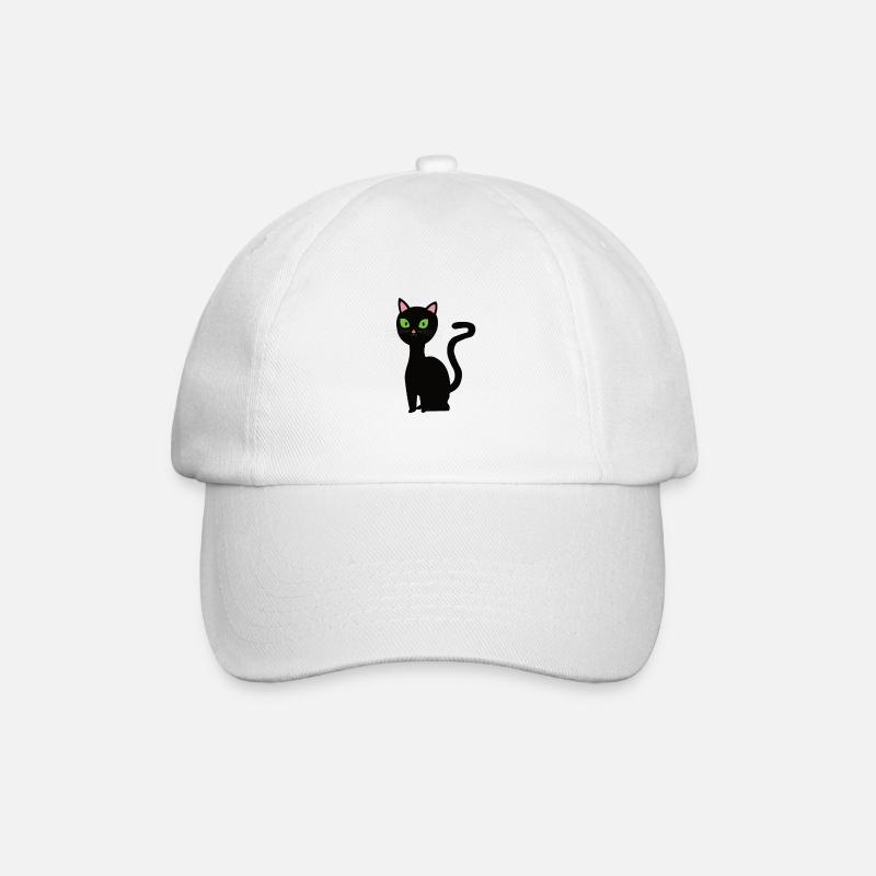 Schwarze Katze - Baseballkappe - Weiß/Weiß