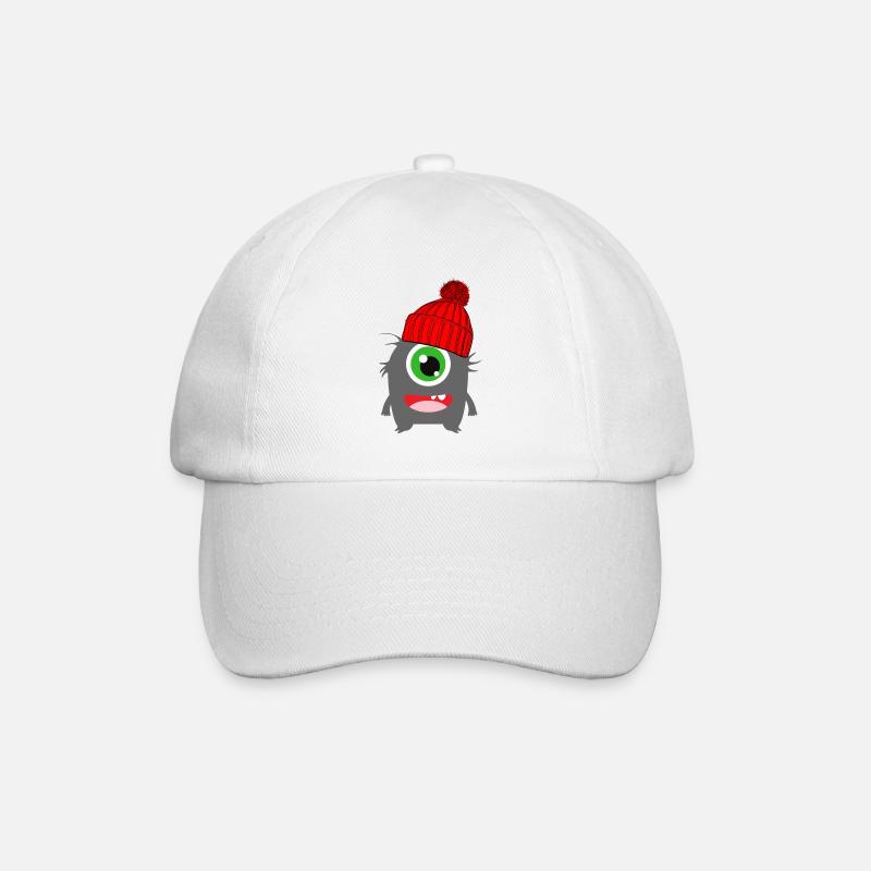 Monster Einäugi Winter rot - Baseballkappe - Weiß/Weiß