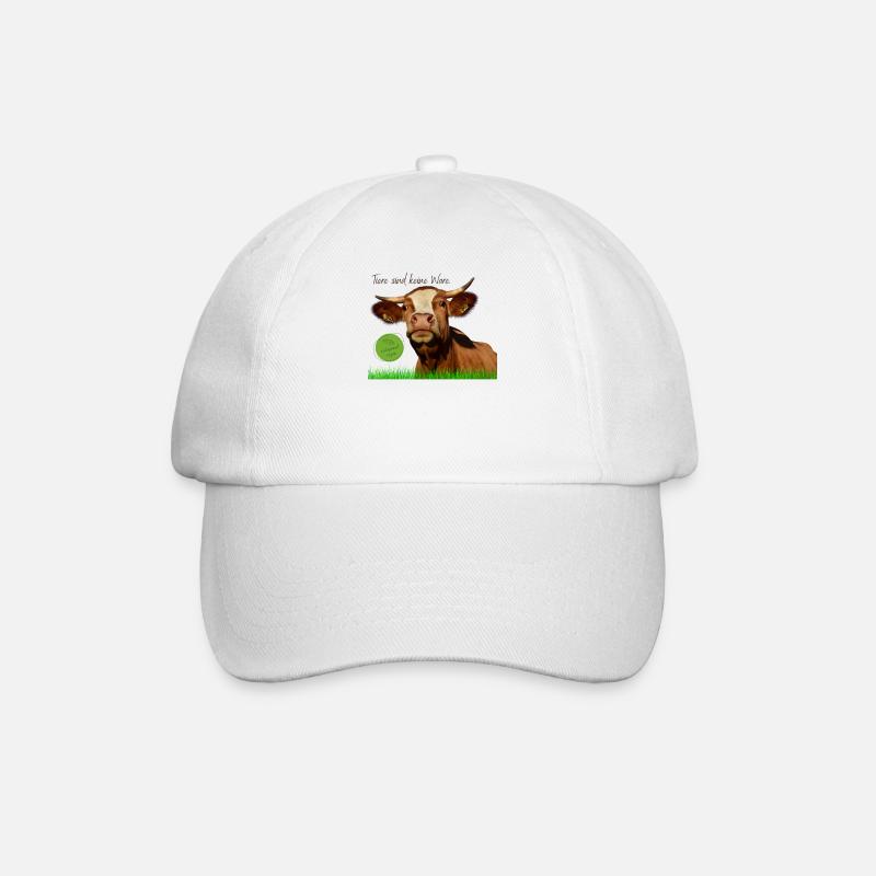 Kuh: Tiere sind keine Ware - Baseballkappe - Weiß/Weiß