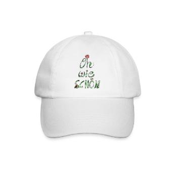 Oh wie schön! Lieber Spruch Kompliment mit Rose - Baseballkappe - Weiß/Weiß - Vorne
