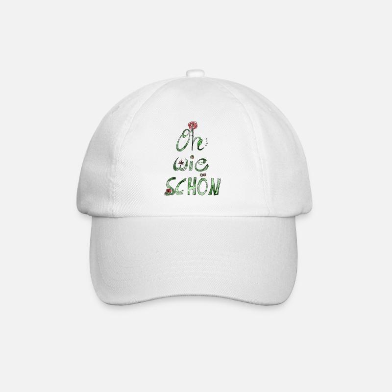 Oh wie schön! Lieber Spruch Kompliment mit Rose - Baseballkappe - Weiß/Weiß