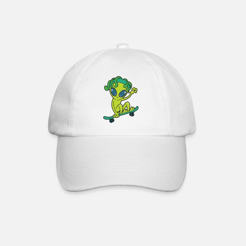 Skateboard Alien - Baseballkappe - Weiß/Weiß