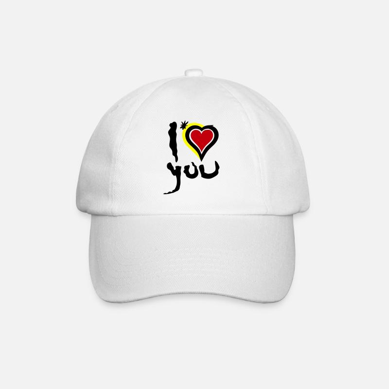Ich liebe dich Herz Abstrakte Kunst Valentinstag - Baseballkappe - Weiß/Weiß