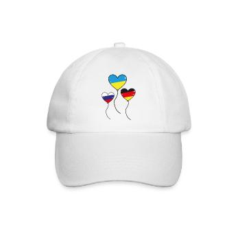 Ballon Herz Deutschland Ukraine Russland Peace - Baseballkappe - Weiß/Weiß - Vorne