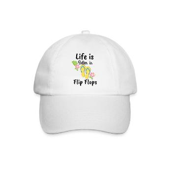 Das Leben ist besser in Flip-Flops - Baseballkappe - Weiß/Weiß - Vorne