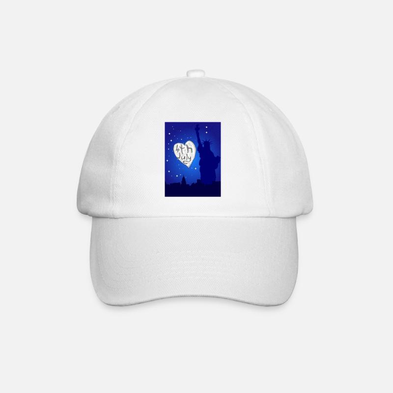 4th July Heart - Baseball Cap - white/white