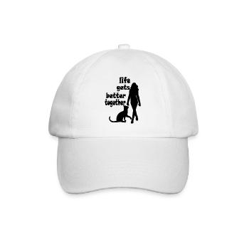 Katze- Life gets better together - Frau - Baseballkappe - Weiß/Weiß - Vorne