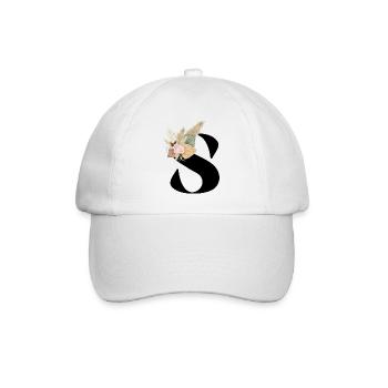 Buchstabe S blumig - Baseballkappe - Weiß/Weiß - Vorne