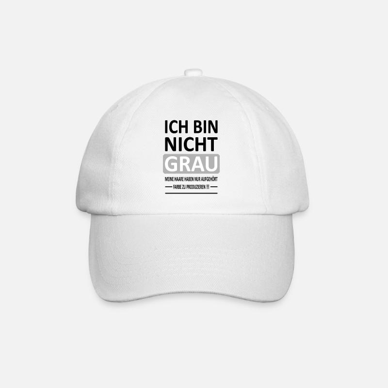 Ich bin Nicht GRAU - Version 1 - Baseballkappe - Weiß/Weiß