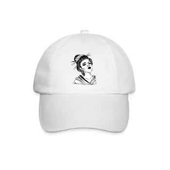 Schädel Skull Horror Japan Halloween Geisha - Baseball Cap - white/white - Front