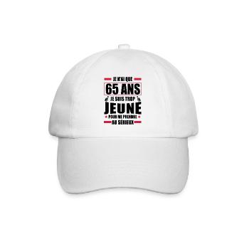 j ai 65 ans / cadeau anniversaire 65 ans - Casquette classique - blanc/blanc - Devant