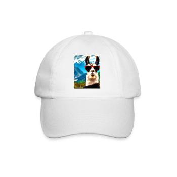 Lama Portrait Mountain Gift - Baseball Cap - white/white - Front