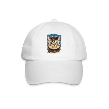 Katzengesicht 10 - Baseballkappe - Weiß/Weiß - Vorne