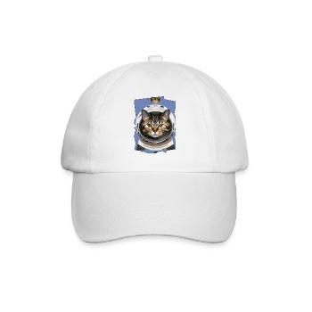 Weltraum Katze 1 - Baseballkappe - Weiß/Weiß - Vorne