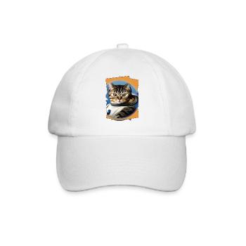 Space Cat - Baseball Cap - white/white - Front