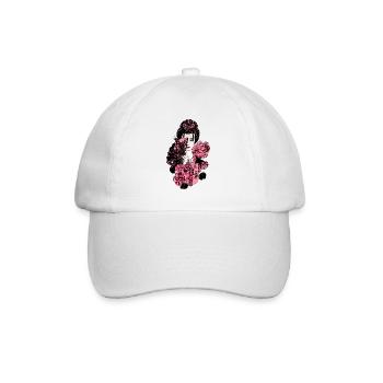 Japanese Geisha Chrysanthemum Kimono 108 - Baseball Cap - white/white - Front