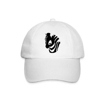 Fun Zebra Cartoon Nature Animal Safari Vector 9 - Baseball Cap - white/white - Front