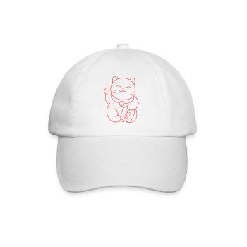 Chat porte bonheur japonais rouge - Casquette classique - blanc/blanc - Devant