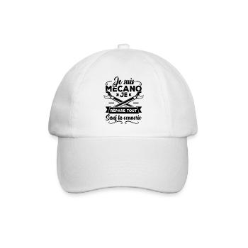 Je suis mécanicien je répare tout sauf la connerie - Casquette classique - blanc/blanc - Devant
