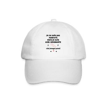 Pas parfaite aide soignante, aide-soignante, santé - Casquette classique - blanc/blanc - Devant