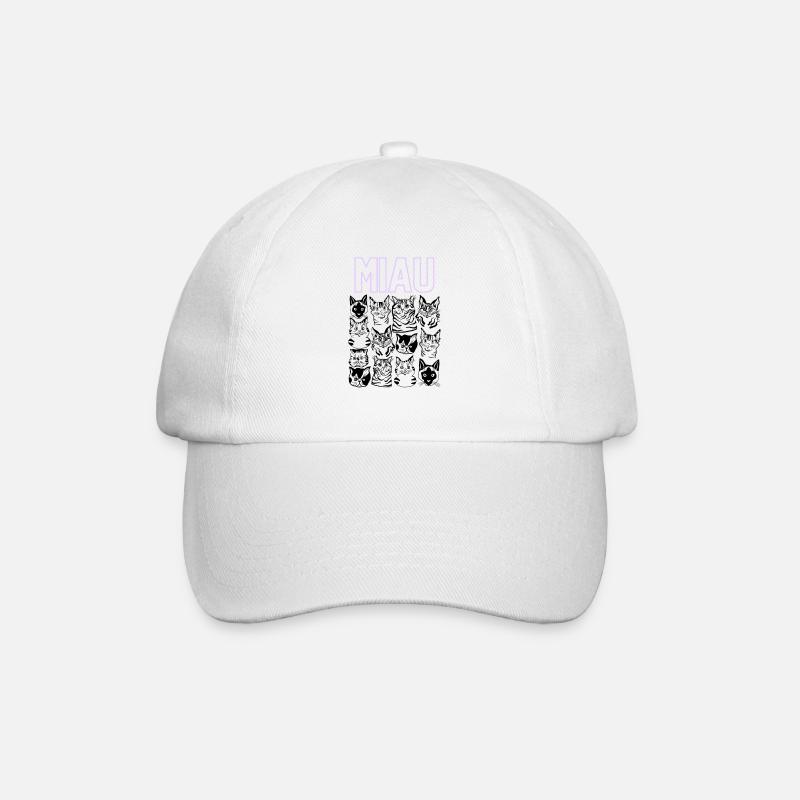 MIAU Katzen - Baseballkappe - Weiß/Weiß