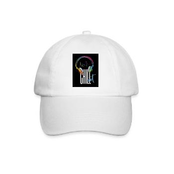 Kopfhörer Keep Calm and Chill Out - Cooles Design - Baseballkappe - Weiß/Weiß - Vorne